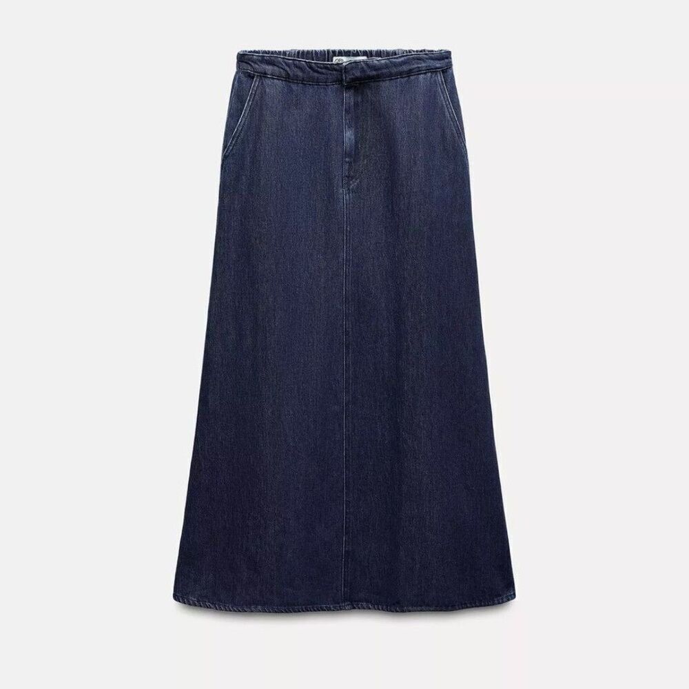 NWT zara Classic Blue Denim Skirt Size XS